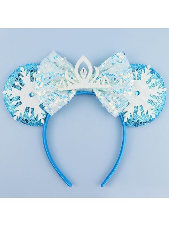 Women\'s Blue Ice Polyester Sequin Bow Mickey Mouse Headband Hair Accessory